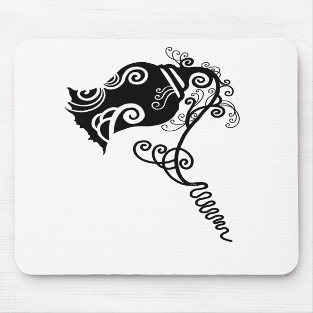 Tattoo Black Flower Mouse Mat (Front)