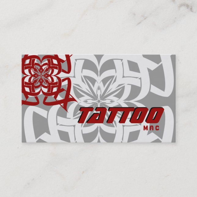 Tattoo Business Card Tribal Red Grey (Front)