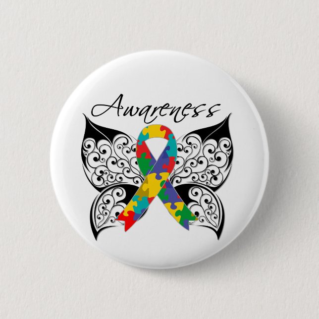 Tattoo Butterfly Awareness - Autism 6 Cm Round Badge (Front)