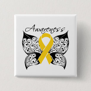 Tattoo Butterfly Awareness - Childhood Cancer 15 Cm Square Badge