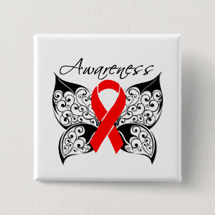 Tattoo Butterfly Awareness - Heart Disease 15 Cm Square Badge