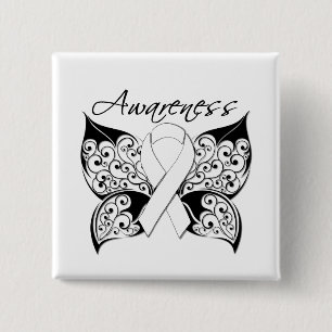 Tattoo Butterfly Awareness - Lung Cancer 15 Cm Square Badge