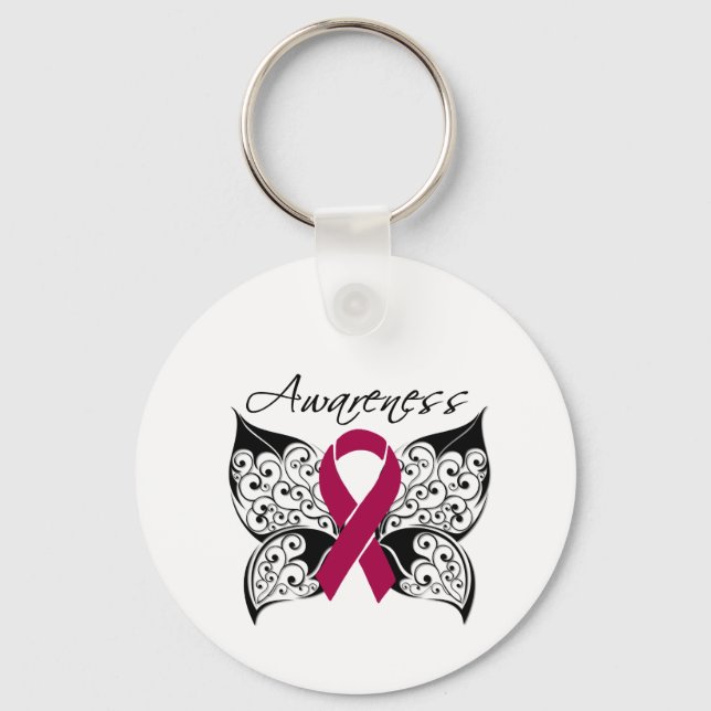 Tattoo Butterfly Awareness - Multiple Myeloma Key Ring (Front)