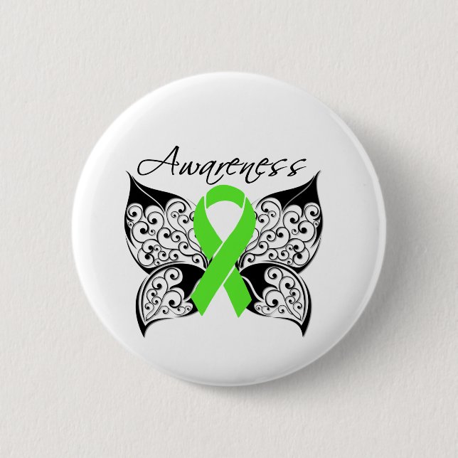 Tattoo Butterfly Awareness Non-Hodgkin's Lymphoma 6 Cm Round Badge (Front)