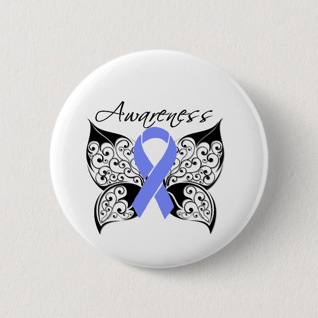 Tattoo Butterfly Awareness - Oesophageal Cancer 6 Cm Round Badge (Front)