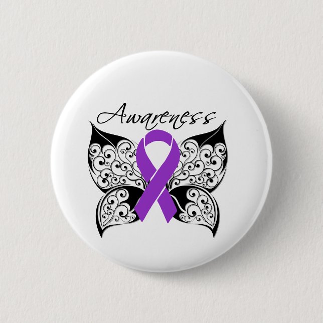 Tattoo Butterfly Awareness - Pancreatic Cancer 6 Cm Round Badge (Front)