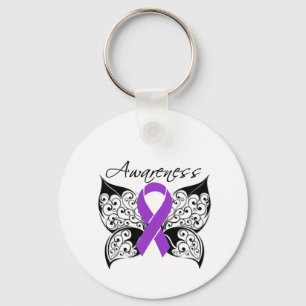 Tattoo Butterfly Awareness - Pancreatic Cancer Key Ring
