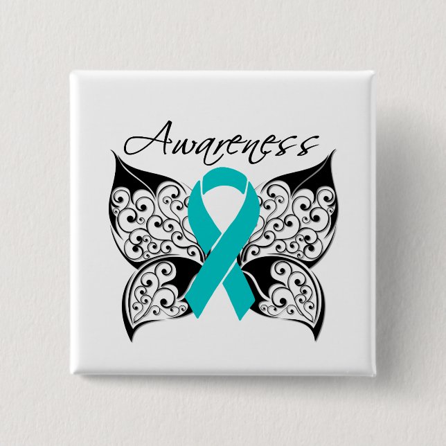 Tattoo Butterfly Awareness - PCOS 15 Cm Square Badge (Front)