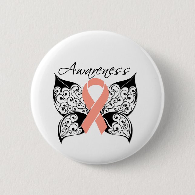 Tattoo Butterfly Awareness - Uterine Cancer 6 Cm Round Badge (Front)