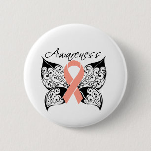 Tattoo Butterfly Awareness - Uterine Cancer 6 Cm Round Badge