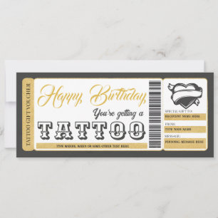 Tattoo Certificate Birthday Gift Card Voucher