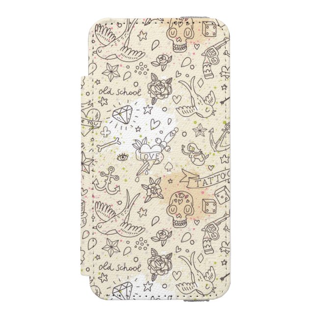 Tattoo concept pattern incipio iPhone wallet case (Folio Front)