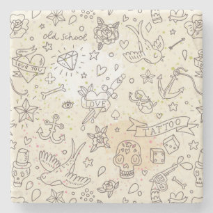 Tattoo concept pattern stone coaster