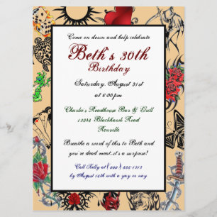 Tattoo Custom Birthday Party Invitations