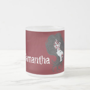 Tattoo Day of Dead Frosted Glass Coffee Mug Cup