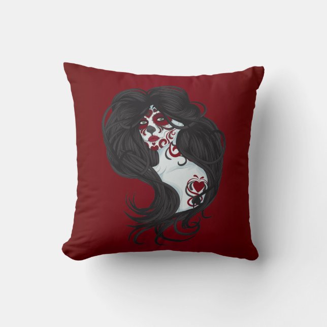 Tattoo Day of the Dead Sugar Couch Throw Pillow (Front)
