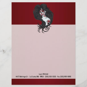 Tattoo Day of the Dead Sugar Letterhead Stationery