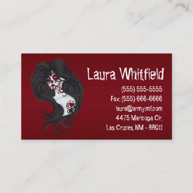 Tattoo Day of the Dead Sugar Skull Business Card (Front)