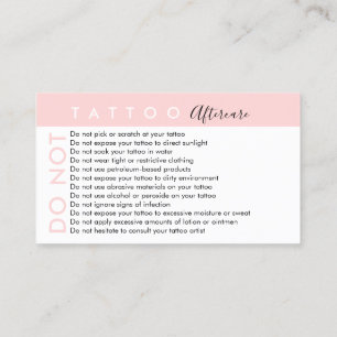 Tattoo Do Not Avoids Advices Aftercare Business Card