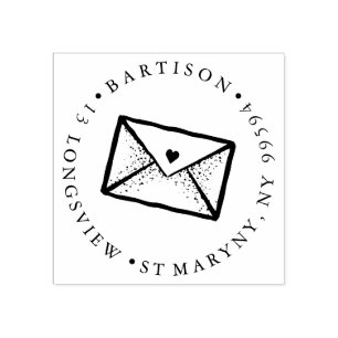 TATTOO ENVELOPE ROUND RETURN ADDRESS RUBBER STAMP