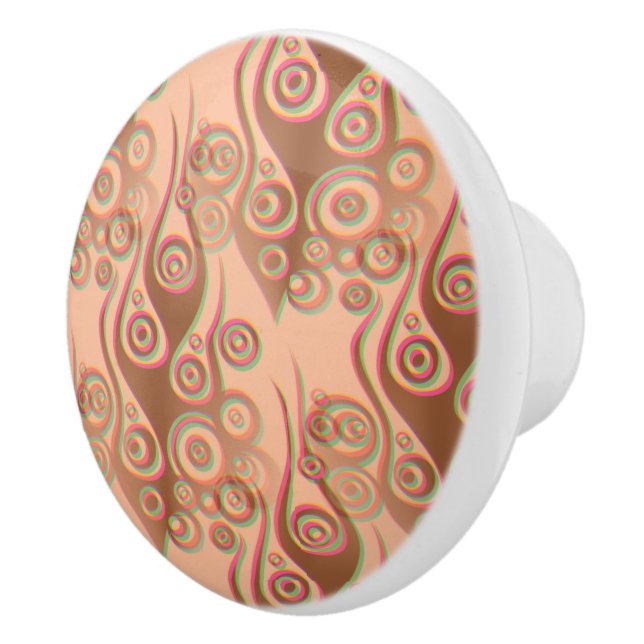 Tattoo flames & circles pattern + your backgr. ceramic knob (Right)
