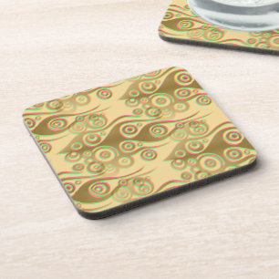 Tattoo flames & circles pattern + your backgr. coaster