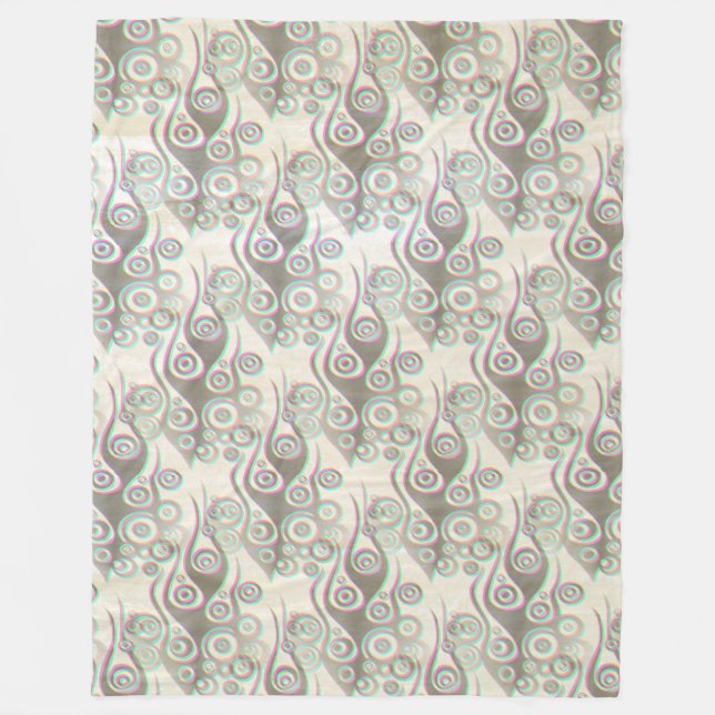 Tattoo flames & circles pattern + your backgr. fleece blanket (Front)