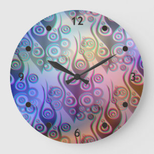 Tattoo flames & circles pattern + your backgr. large clock