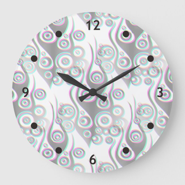 Tattoo flames & circles pattern + your backgr. large clock (Front)