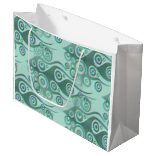 Tattoo flames & circles pattern + your backgr. large gift bag