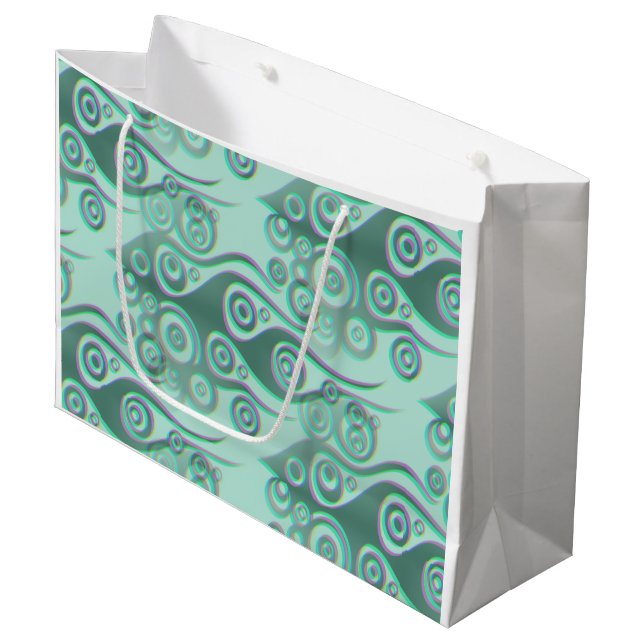 Tattoo flames & circles pattern + your backgr. large gift bag (Front Angled)