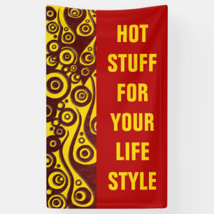 Tattoo flames & circles red + your backg. & idea banner