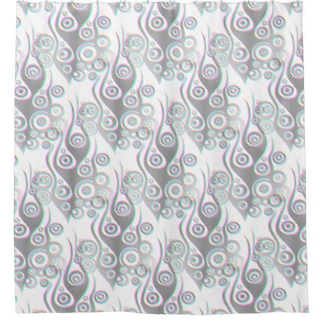 Tattoo flames & circles seamless + your backgr. shower curtain (Front)