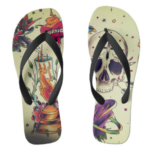tattoo flashed out unisex flip flops