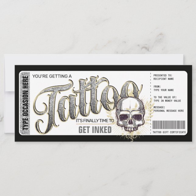 Tattoo Get Inked Gift Card Voucher (Front)