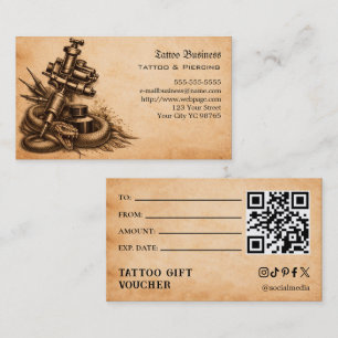Tattoo Gift Voucher Business Card