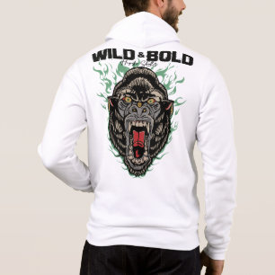 Tattoo gorille wild and bold slogan old school gra hoodie