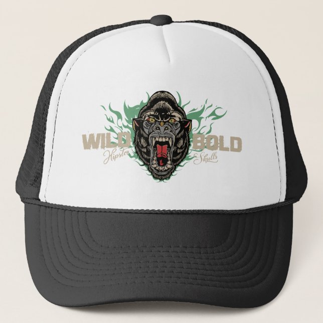 Tattoo gorille wild bold old school trucker hat (Front)