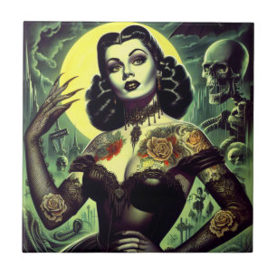 Tattoo Goth Woman Tile
