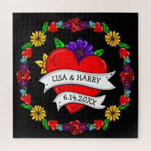 Tattoo Graffiti Art Style Wedding Bride and Groom Jigsaw Puzzle