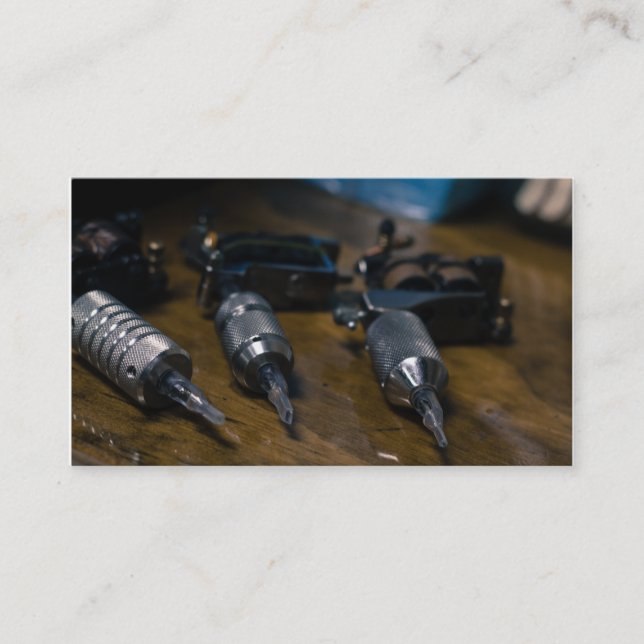 Tattoo gun business card, colour business card (Front)
