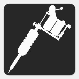 tattoo gun square sticker