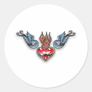 Tattoo heart classic round sticker