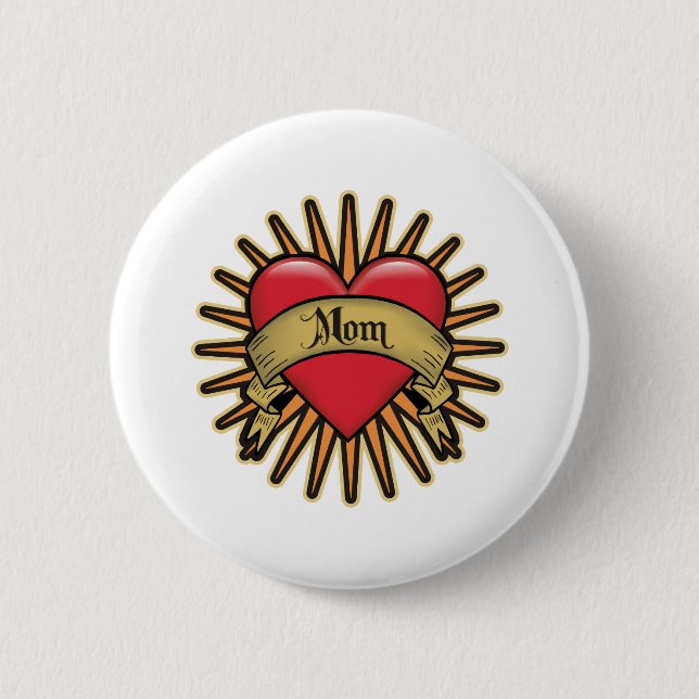 Tattoo Heart Mum 6 Cm Round Badge (Front)