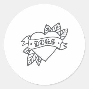 Tattoo Heart Shirt Dogs Vintage Clic Gift _1 Classic Round Sticker