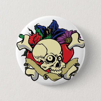 Tattoo Heart Skull 6 Cm Round Badge