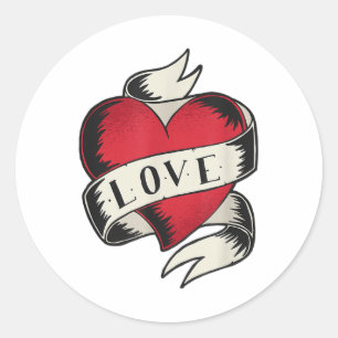Tattoo Heart Valentines Day Love Gift _1  Classic Round Sticker