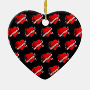 Tattoo Hearts Ceramic Tree Decoration