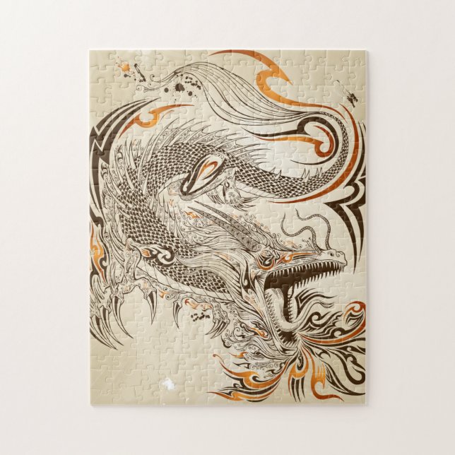 Tattoo Henna Tribal Dragon 10x14 Photo Puzzle (Vertical)