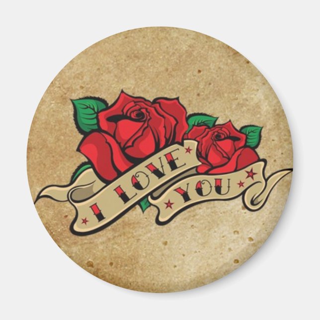 Tattoo I Love You Rose Magnet (Front)